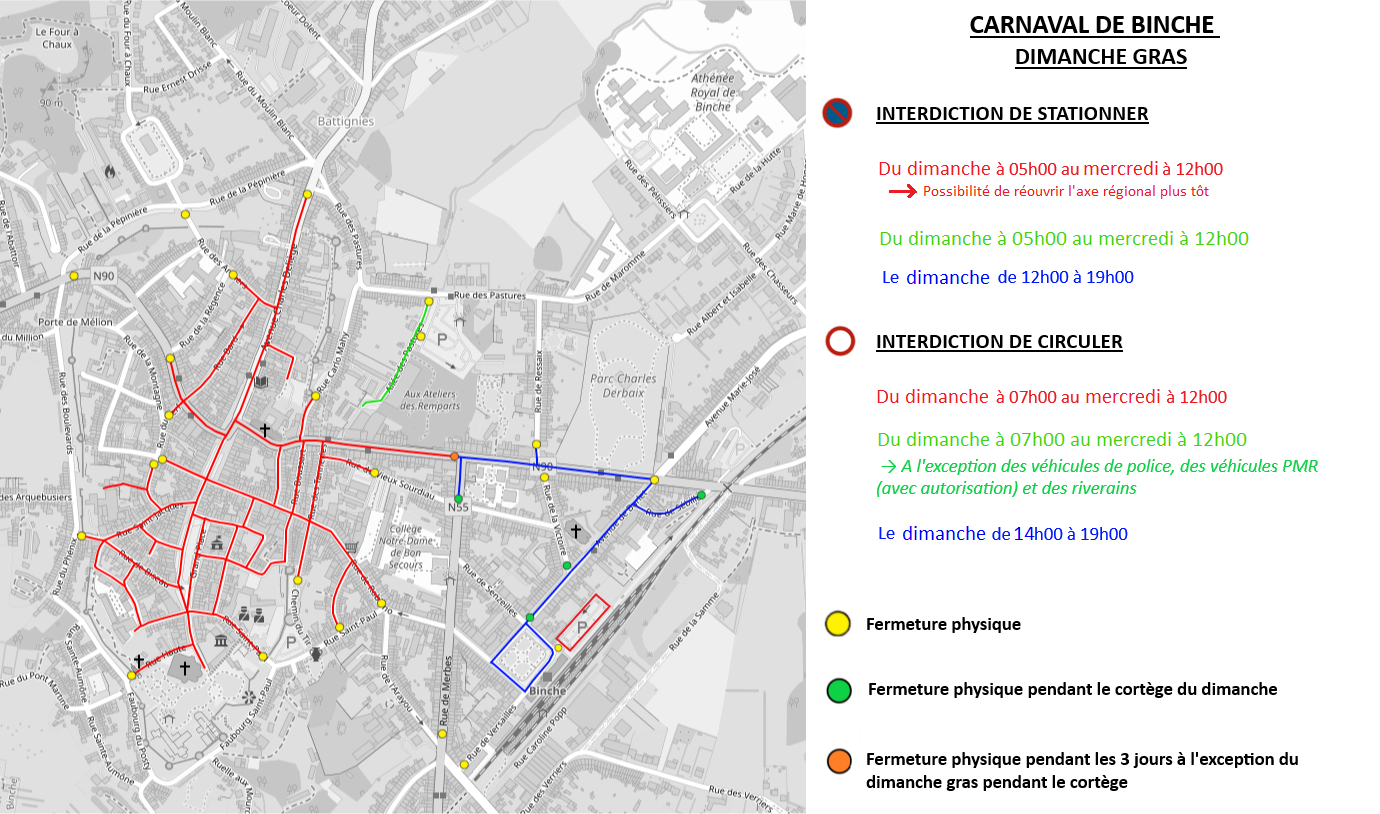 Parking et circulation dimanche gras