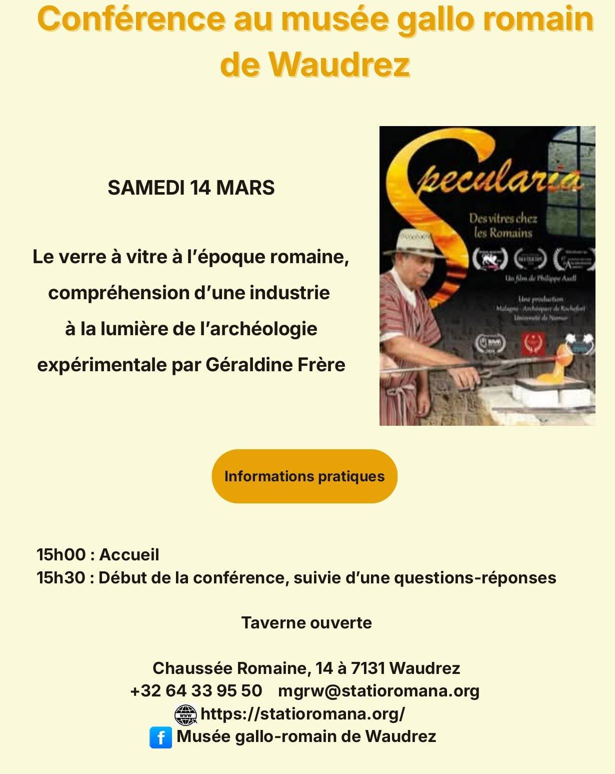 Conférence 14 03 au musée gallo romain de W