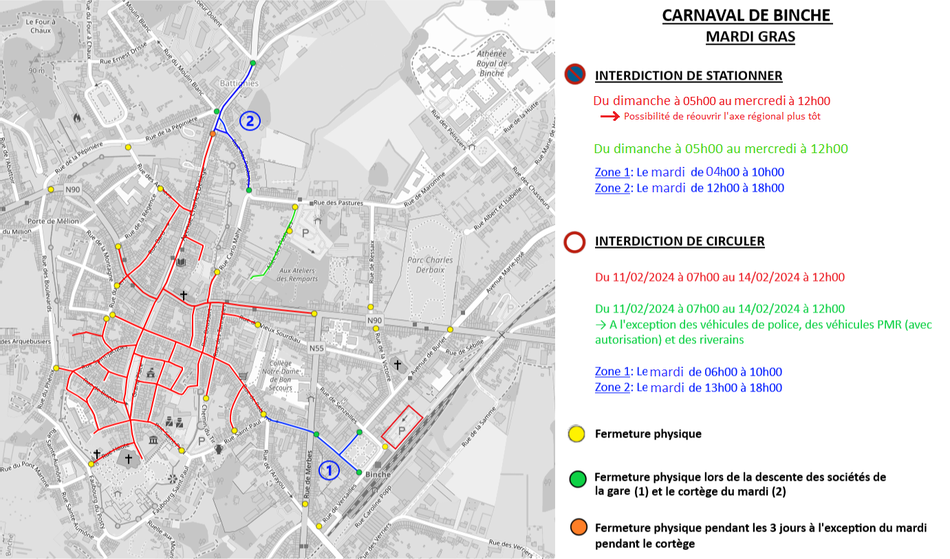Parking et circulation mardi gras